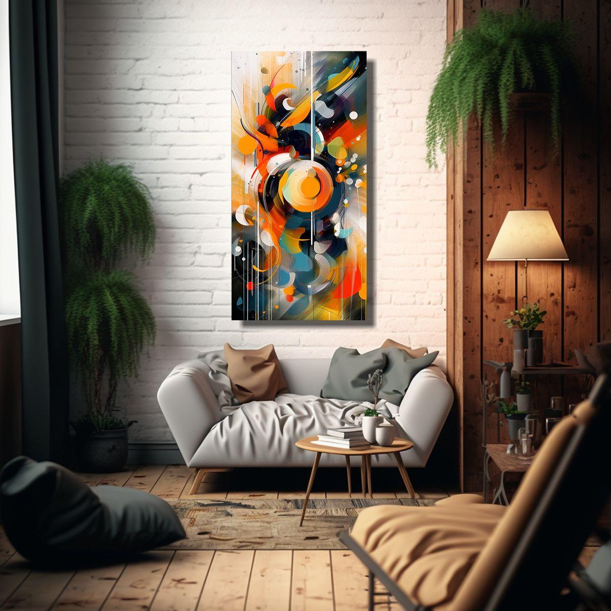 Pintura Abstracta De Colores Vivos En Estilo 50x100cm-2