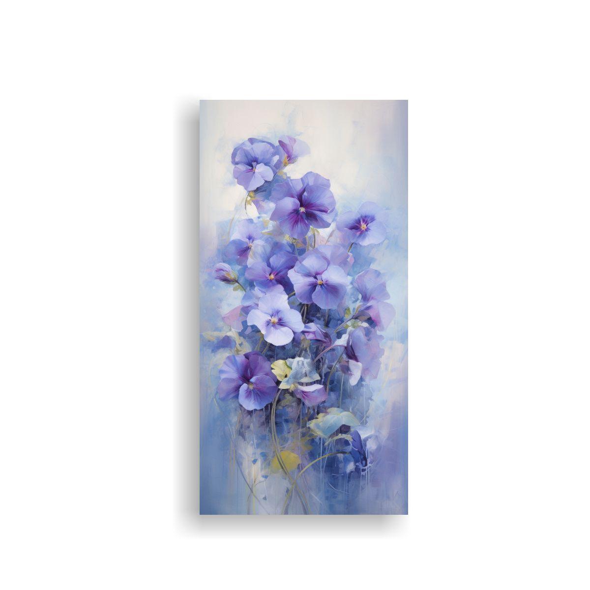 Pintura Abstracta De Flores Violetas Con Detalles 30x60cm-0