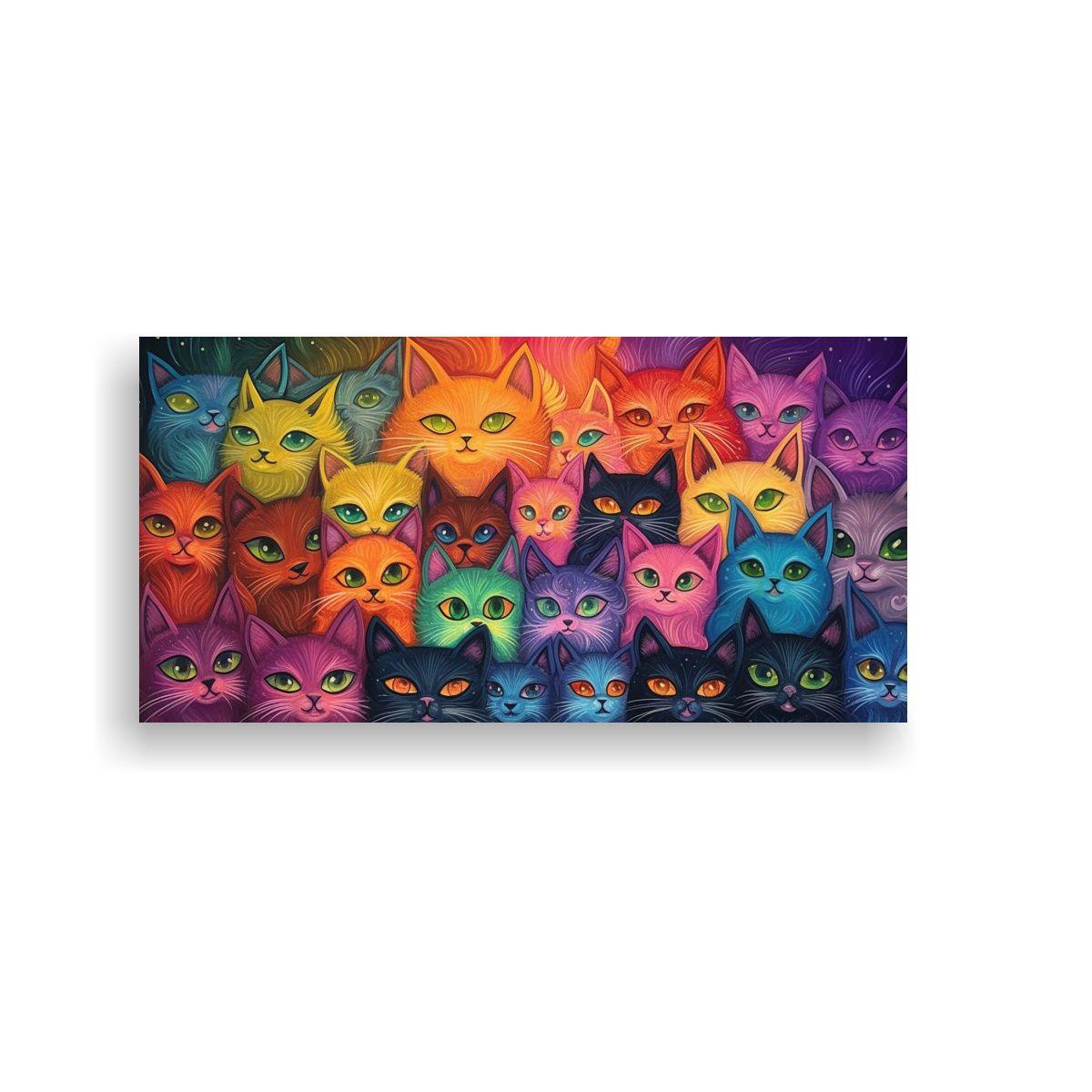 Cuadro De Colores Con Gatos En El Estilo De Tom 120x60cm-0