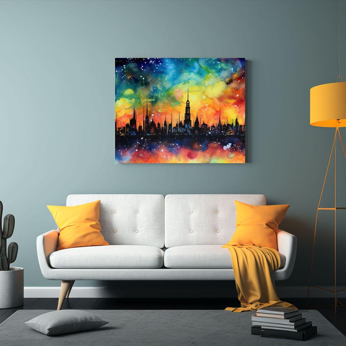 Pintura Decorativa Original: Ciudad Fantástica 75x50cm-2