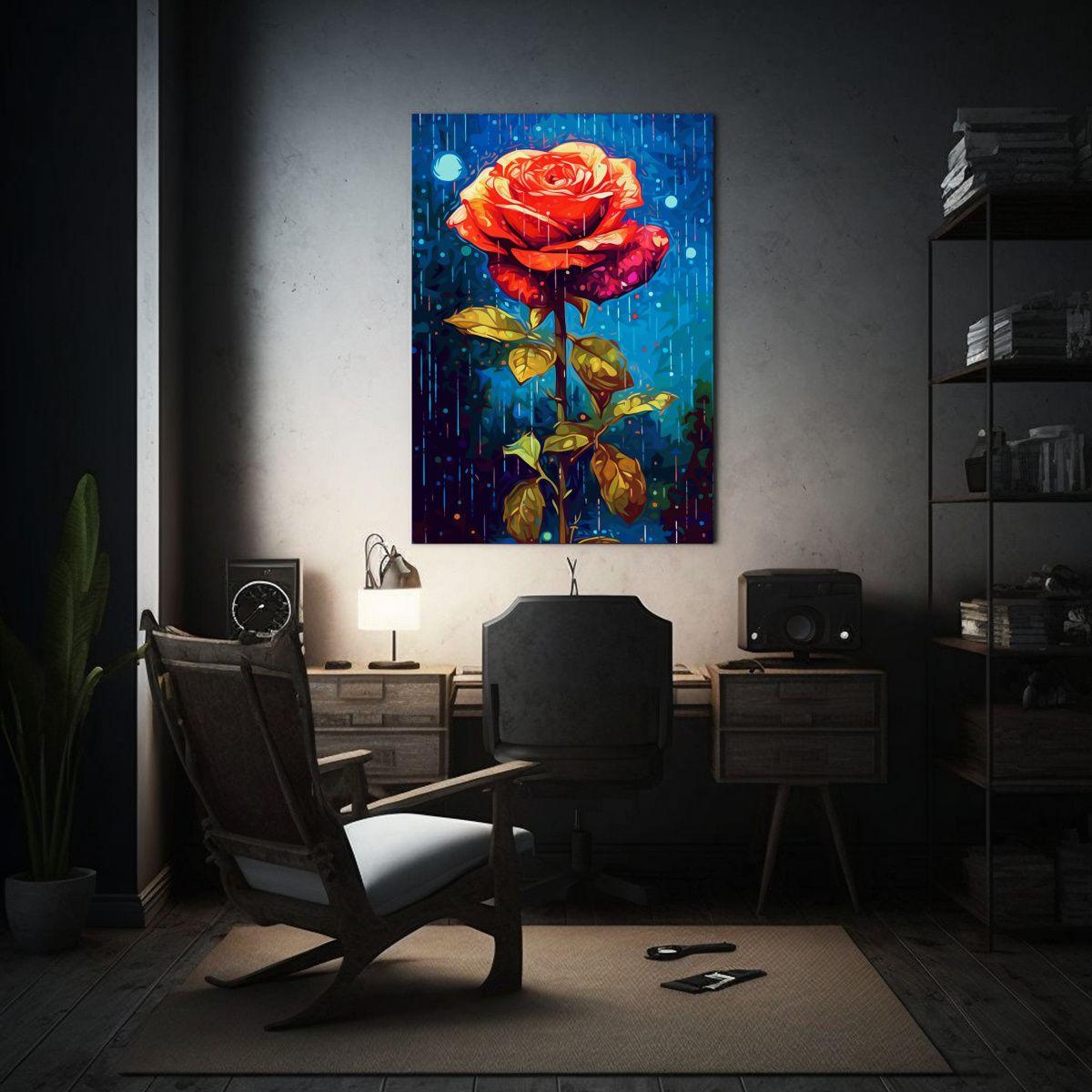Pintura Decorativa Inspiración Moderna Rosa Roja 20x30cm-2