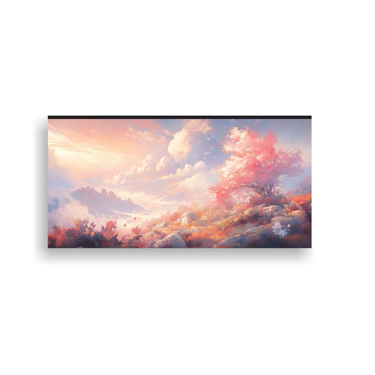 Pintura Abstracta Paisaje Blanco En Lienzo 100x50cm-0
