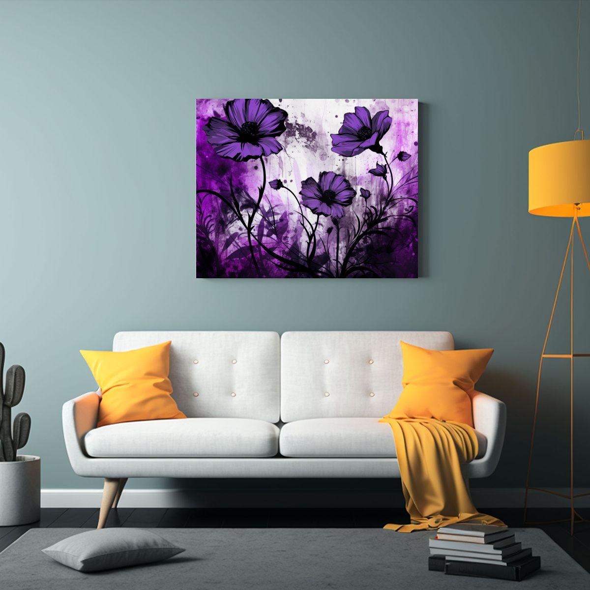 Exposición De Arte De Pared En Tonos Púrpura Y Negro: Atmo 120x80cm-2