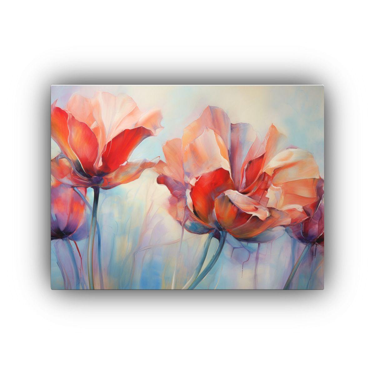 Cuadro Lienzo Tela Finas Líneas Deco Abstracto Tulipanes Pi 45x30cm-0