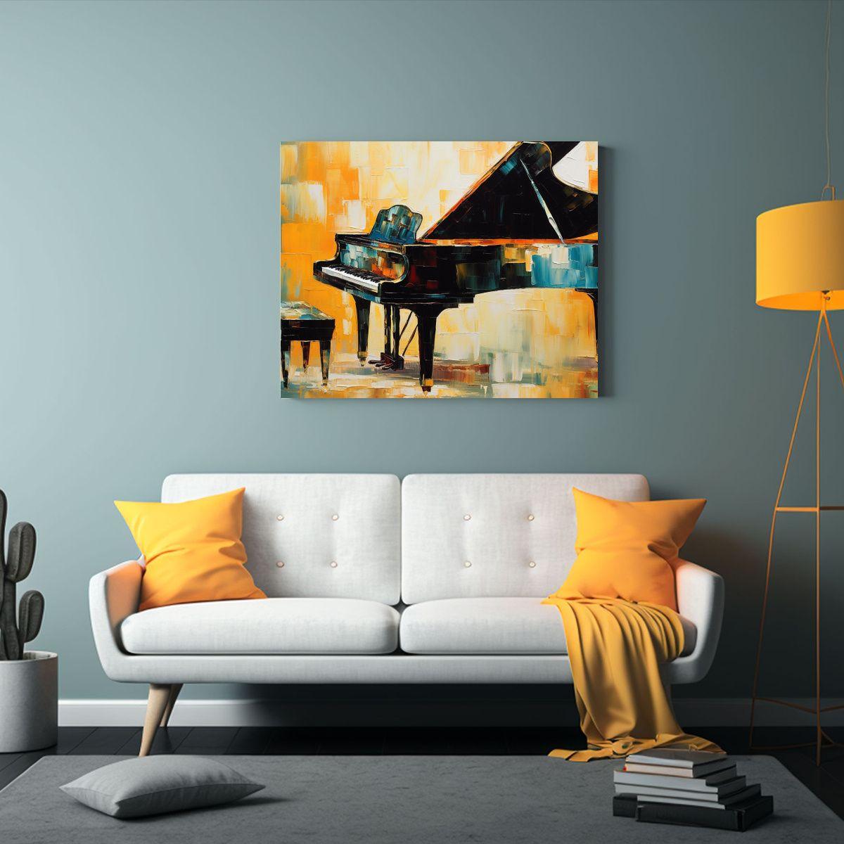 Cuadro De Lienzo Minimalista De Un Piano De Cola 50x40cm-2