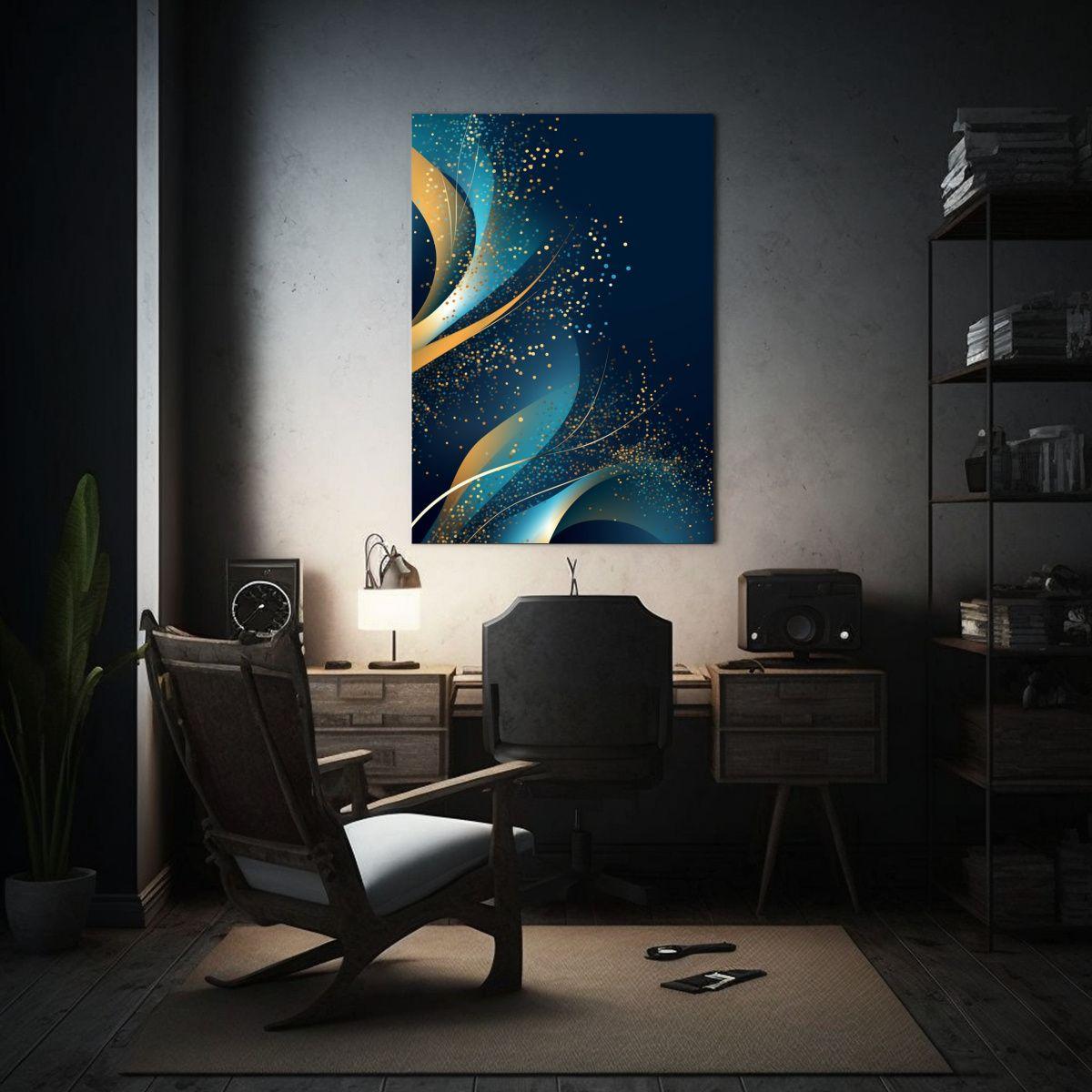 Pintura Decorativa De Fondo Dorado Con Líneas 30x40cm-2