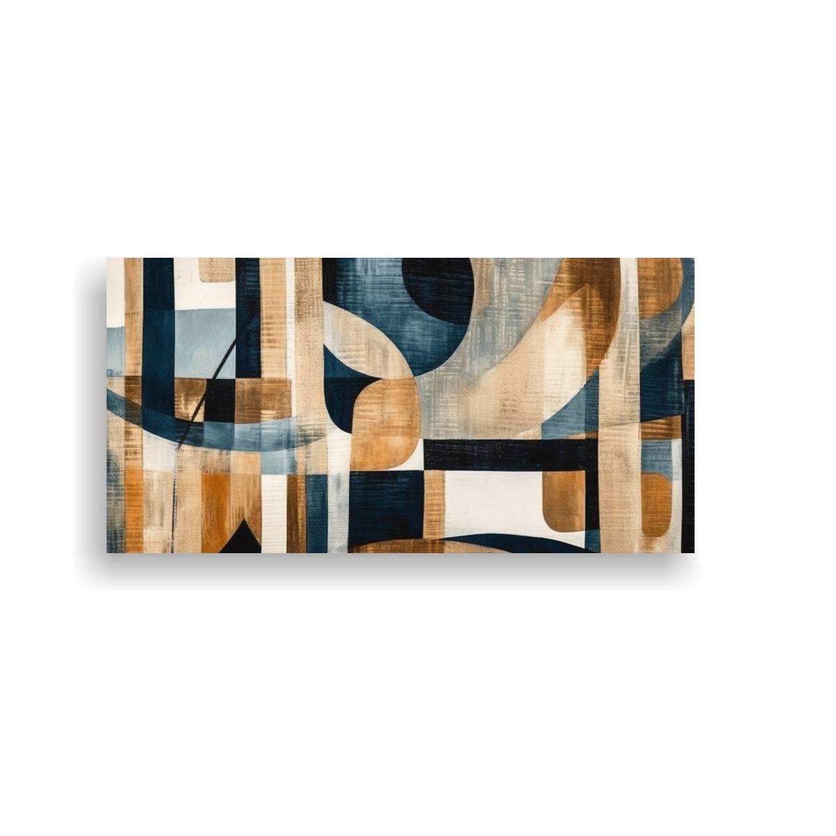 Cuadro Abstracto En Tonos Azul, Marrón Y Blanco 120x60cm-0