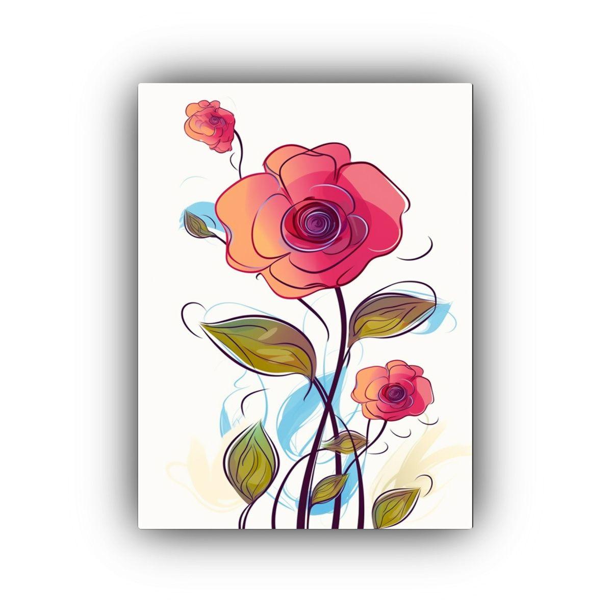 Pinturas Decorativas Actuales De Flores Dibujadas 30x40cm-0