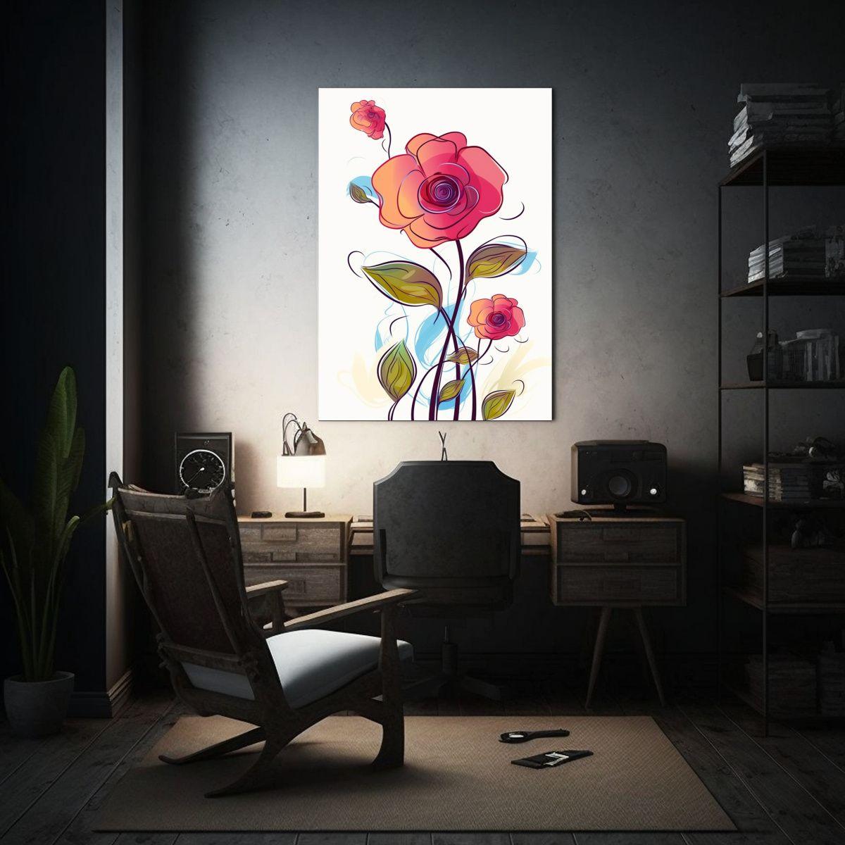 Pinturas Decorativas Actuales De Flores Dibujadas 30x40cm-2