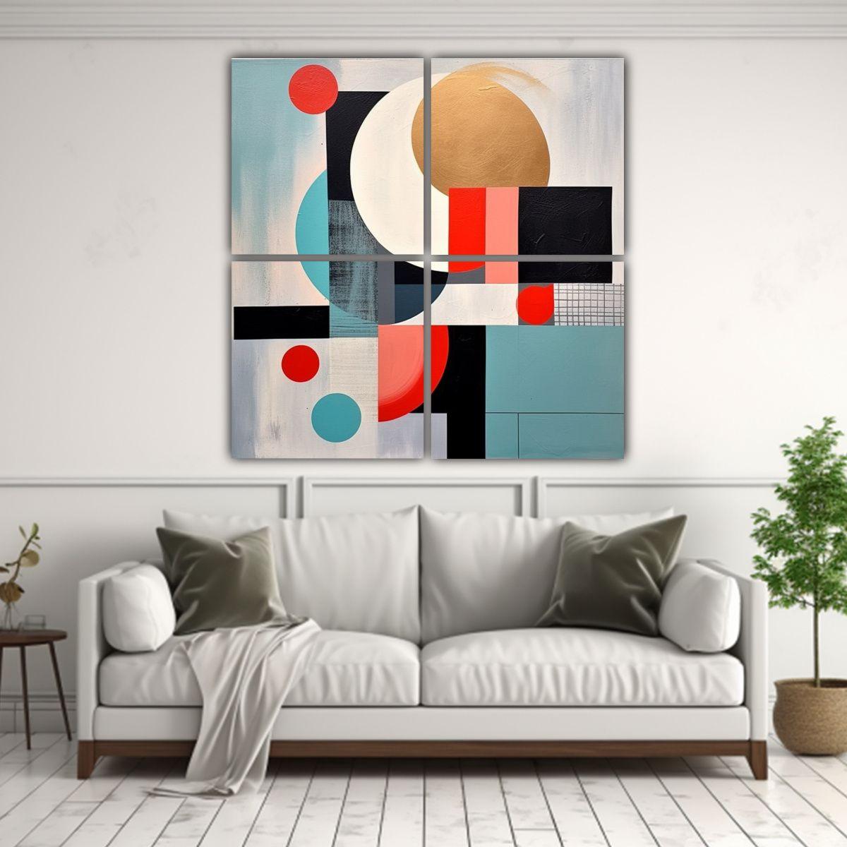 Cuadro Abstracto Minimalista Geométrico Herdiana 160x160 Cm-2