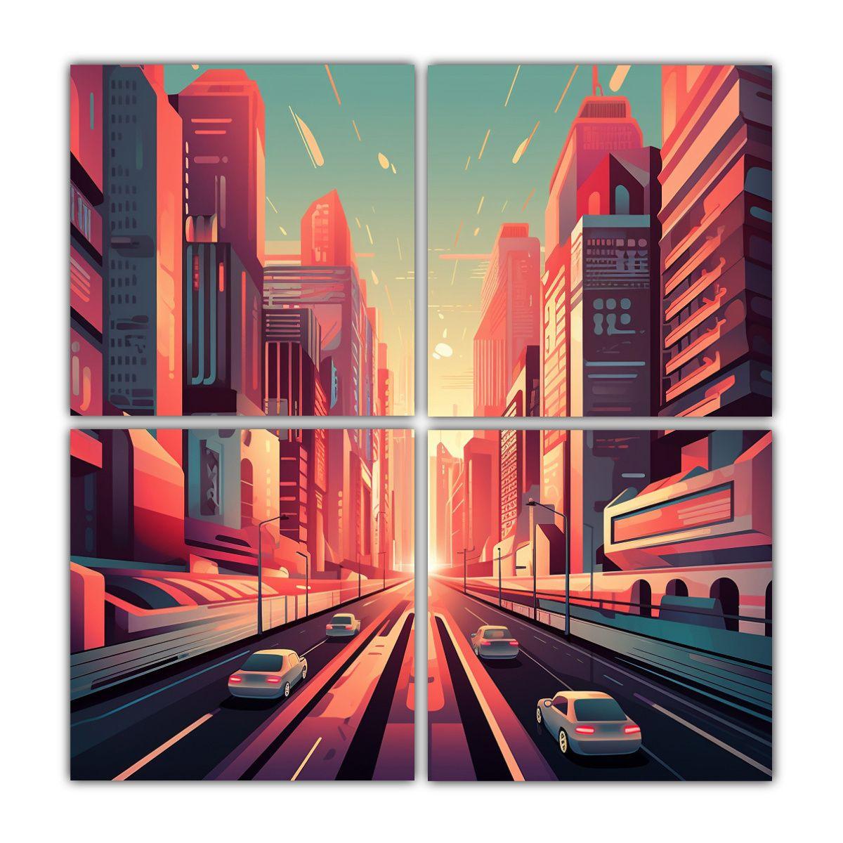 Pinturas Decorativas Que Ilustran Una Futurista 100x100 Cm-0