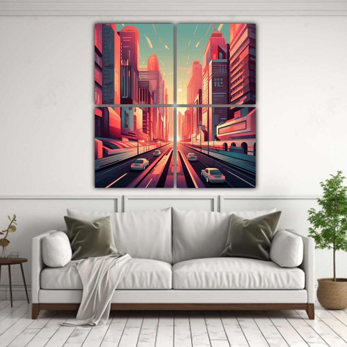 Pinturas Decorativas Que Ilustran Una Futurista 100x100 Cm-2