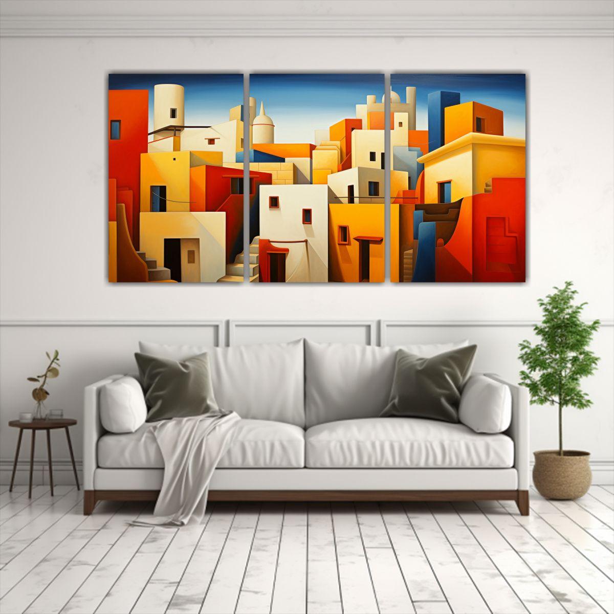 Conjunto 3 Telas Bastidor Pinturas Abstractas 120x60 Cm-2