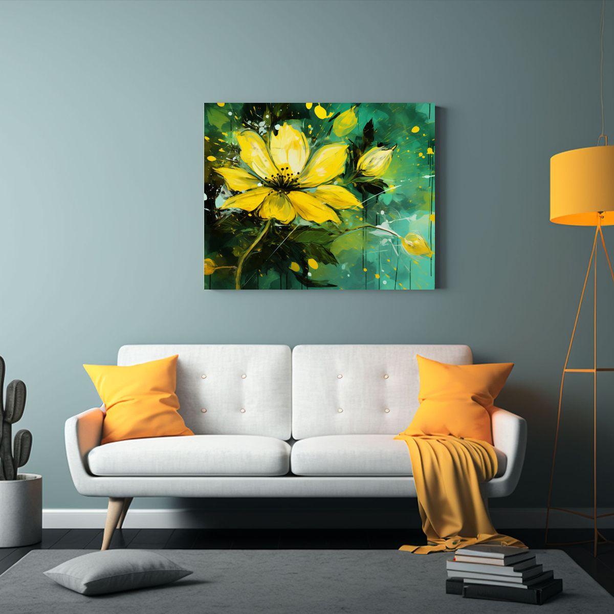 Pinturas De Decoración Con Textura Cálida En Amarillo Y Ve 65x50cm-2