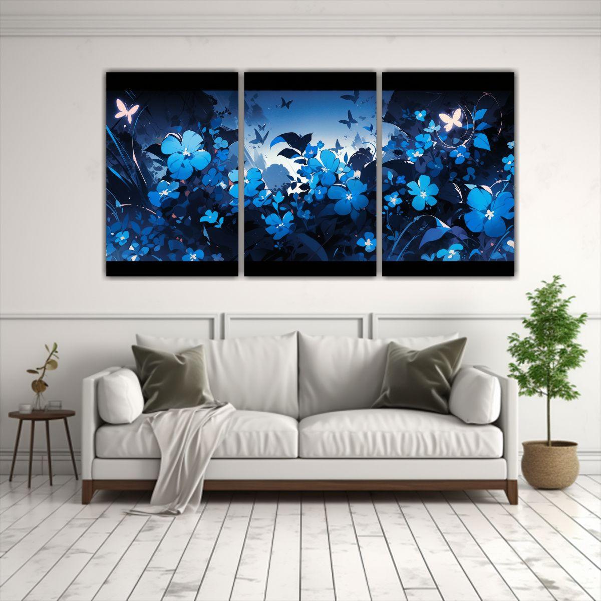 Pinturas Decorativas En Los Colores Negro Y Azul 180x90 Cm-2