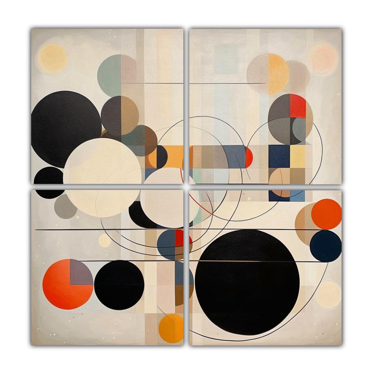 Cuadro Abstracto Con Círculos De Diferentes 120x120 Cm-0