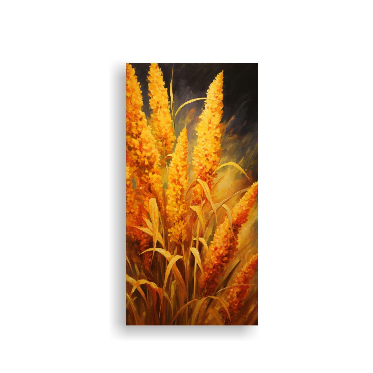 Pintura Abstracta De Granos De Quinoa En Tonos 50x100cm-0