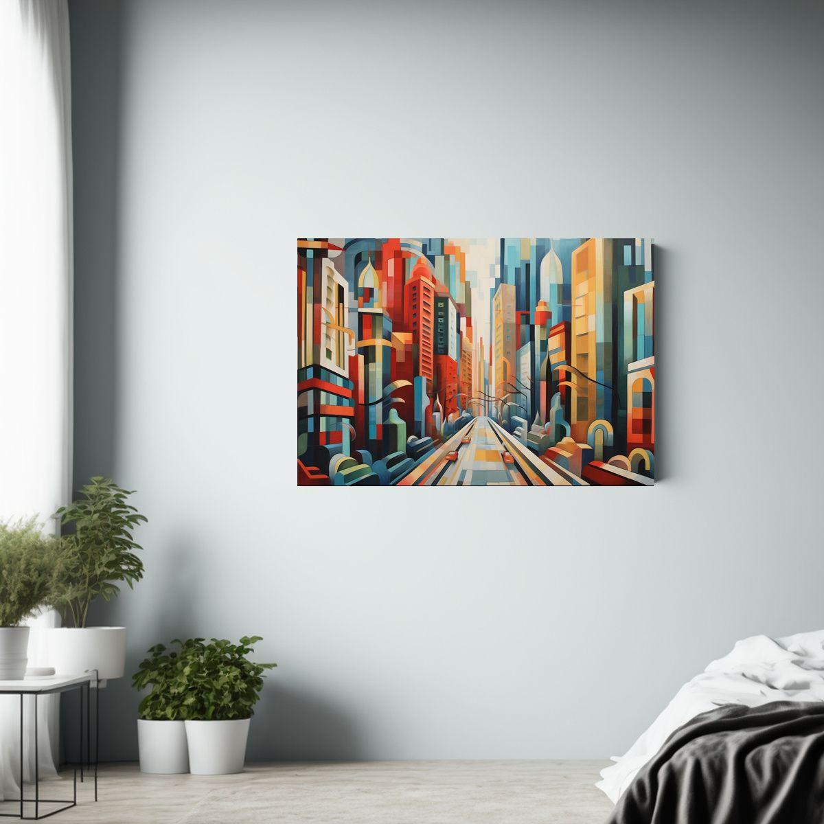 Cuadro Vintage Exuberantes Geometría De Calles Y Edificios. 120x80cm-2
