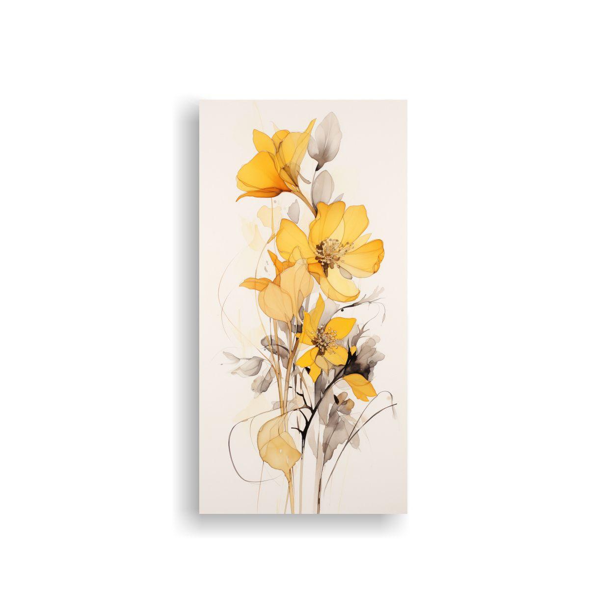 Cuadro Floral Acuarela Elegante En Fondo Blanco 50x100cm-0