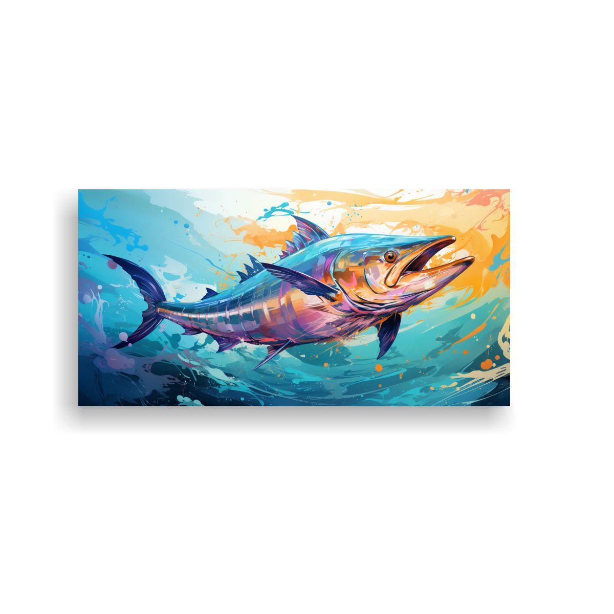 Cuadro Fotografia De Wahoo En Acuarela Y Colores 40x20cm-0