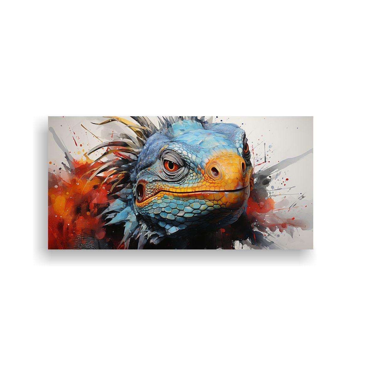 Pintura Arte Reptil Acuarela Estilo Vibrante 21x 60x30cm-0