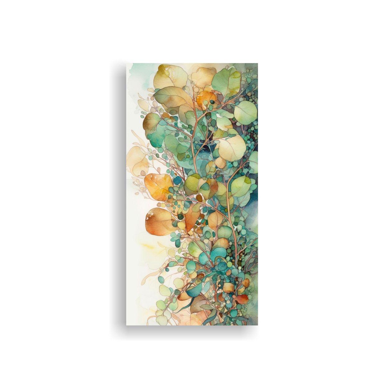 Cuadro Decorativo Con Hojas De Eucalipto Acuarela  50x100cm-0