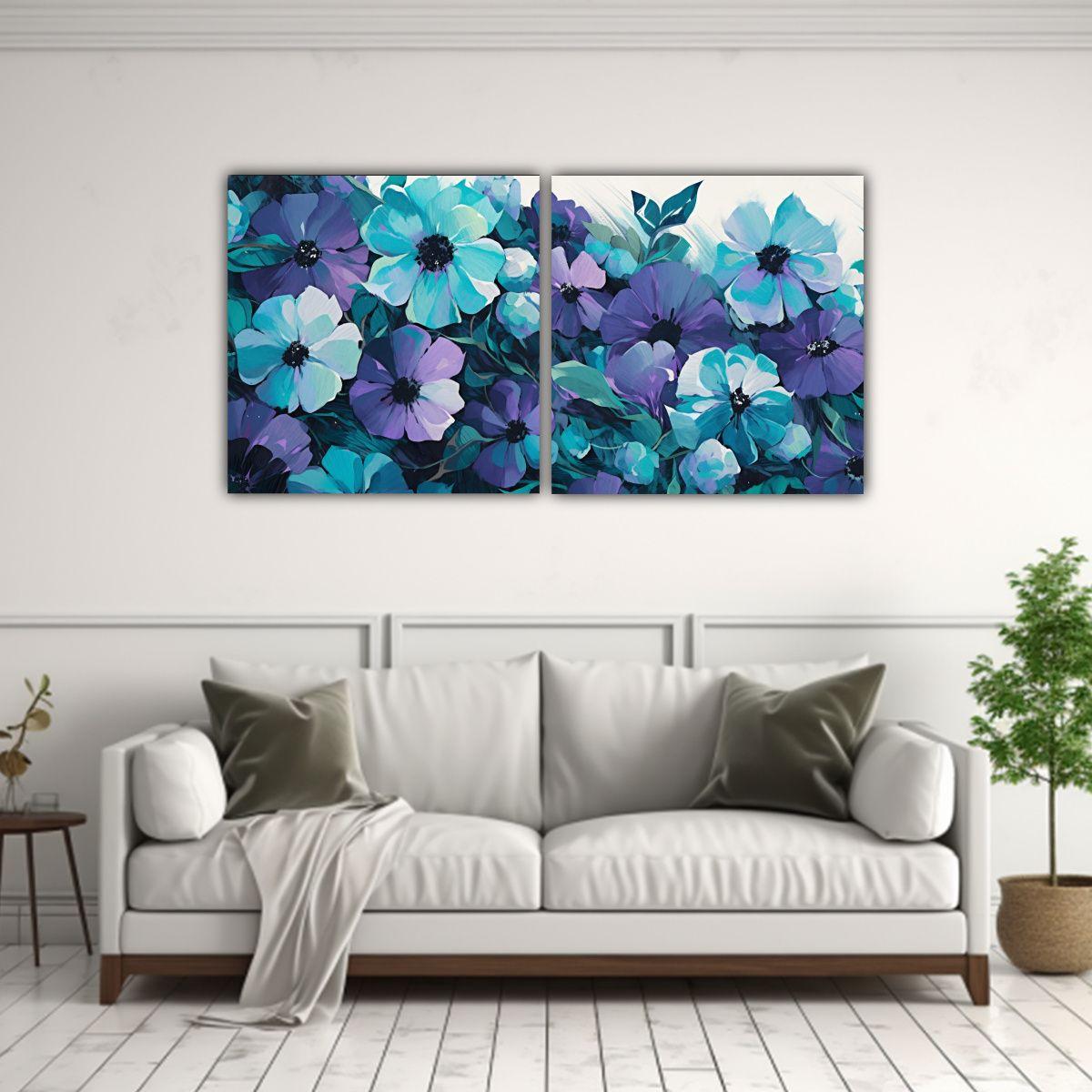 Pintura De Flores Duradera En Lienzo En Colores 100x50 Cm-2