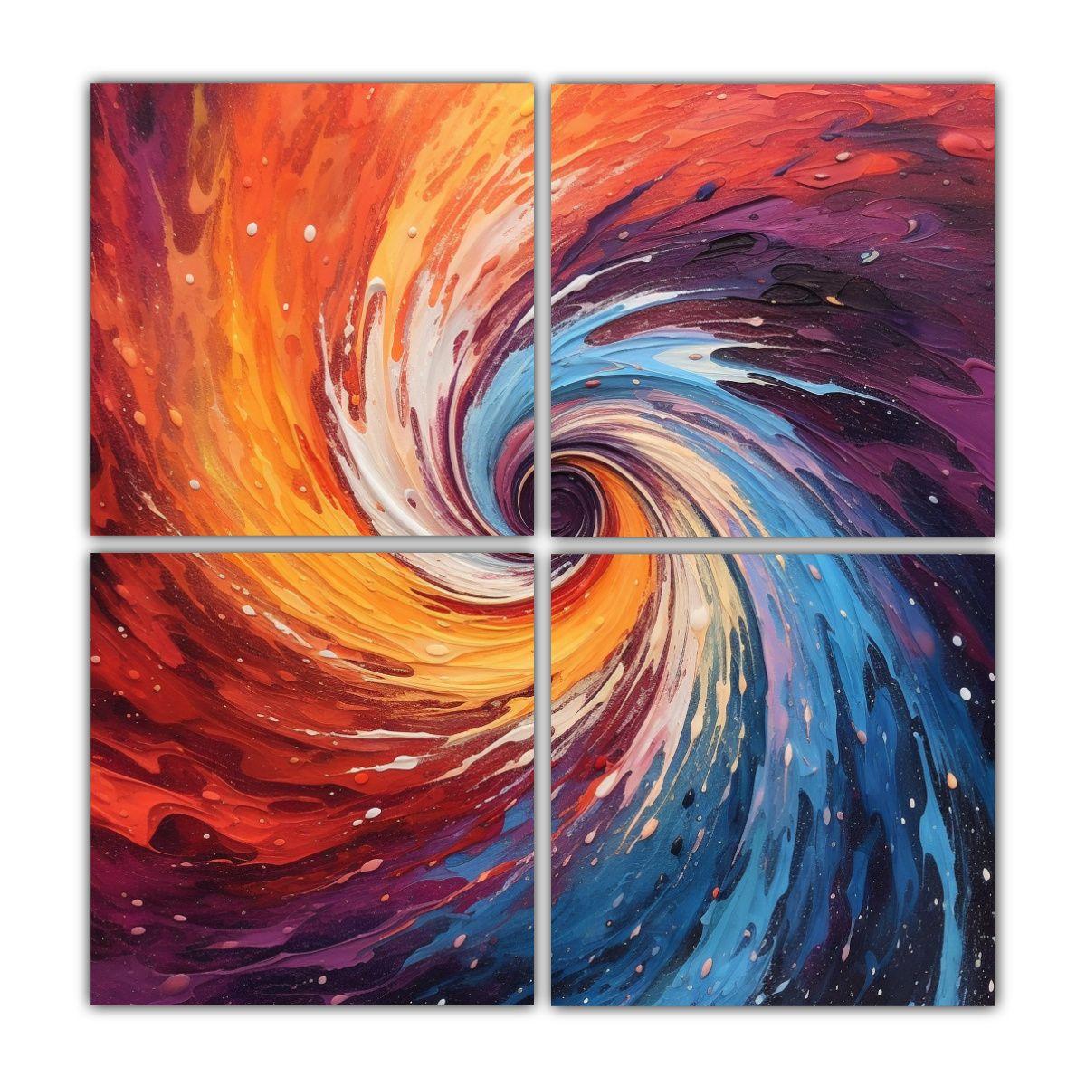 Cuadros Abstractos De Fractales Pintados En 60x60 Cm-0