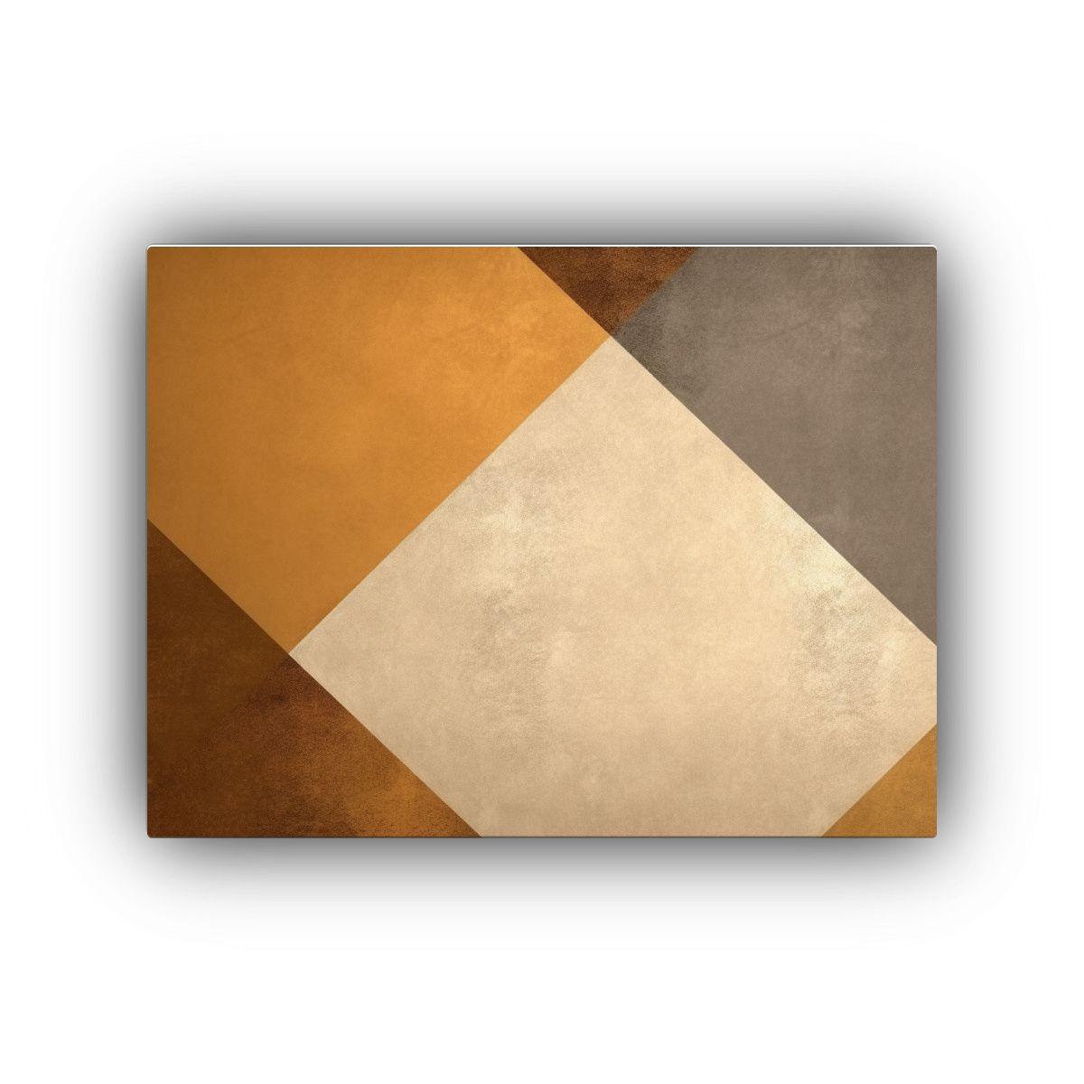 Pintura Acuarela Geométrica En Oro Y Beige 65x50cm-0