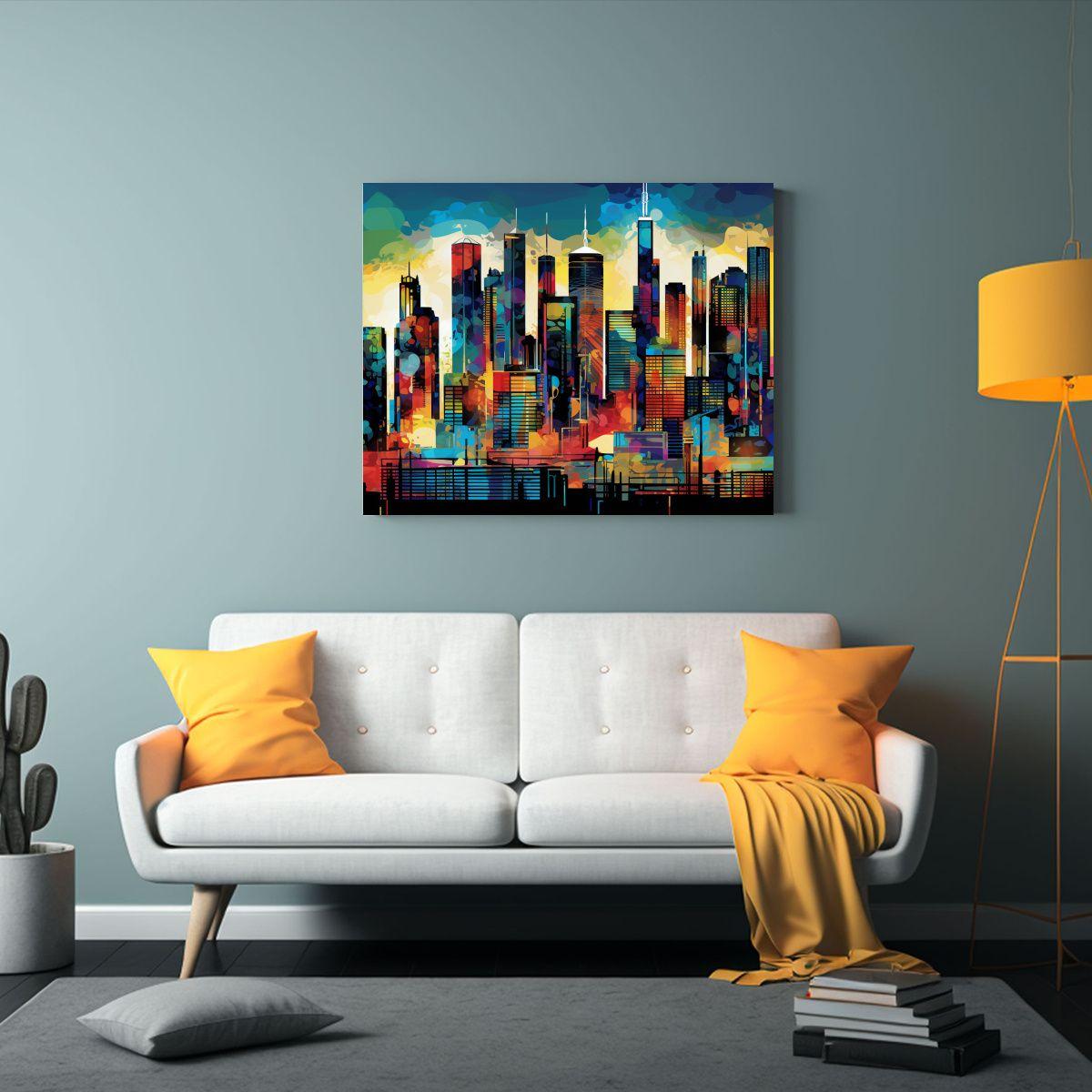Cuadro Concepto Floral Con Skyline De La Ciudad De Oraibi; A 40x30cm-2