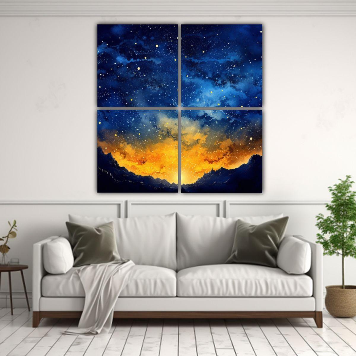 Artes De Pared Calidos Salon Con Cielo Lleno De 80x80 Cm-2