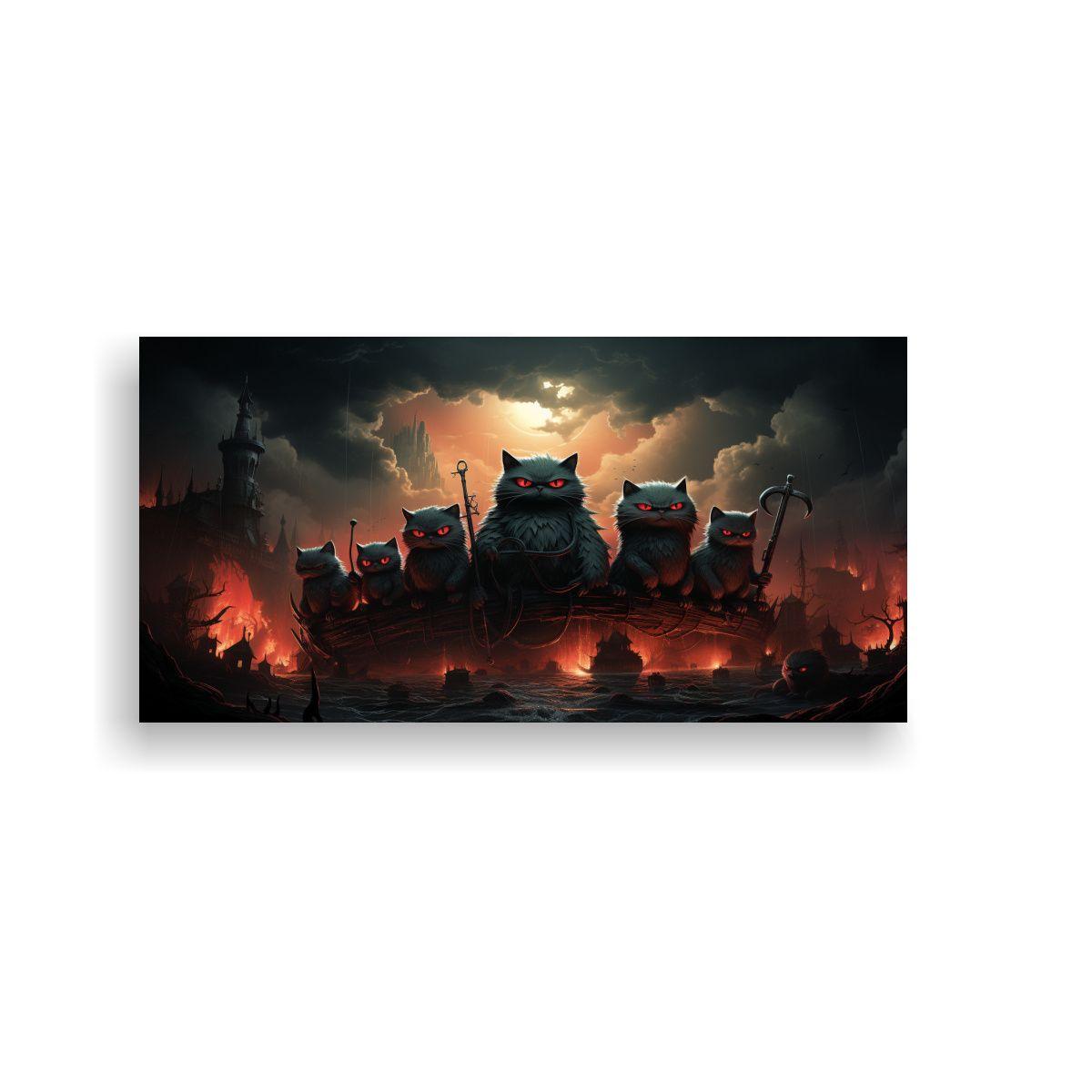 Cuadro Abstracto De Monstruos Gatos Malvados 120x60cm-0