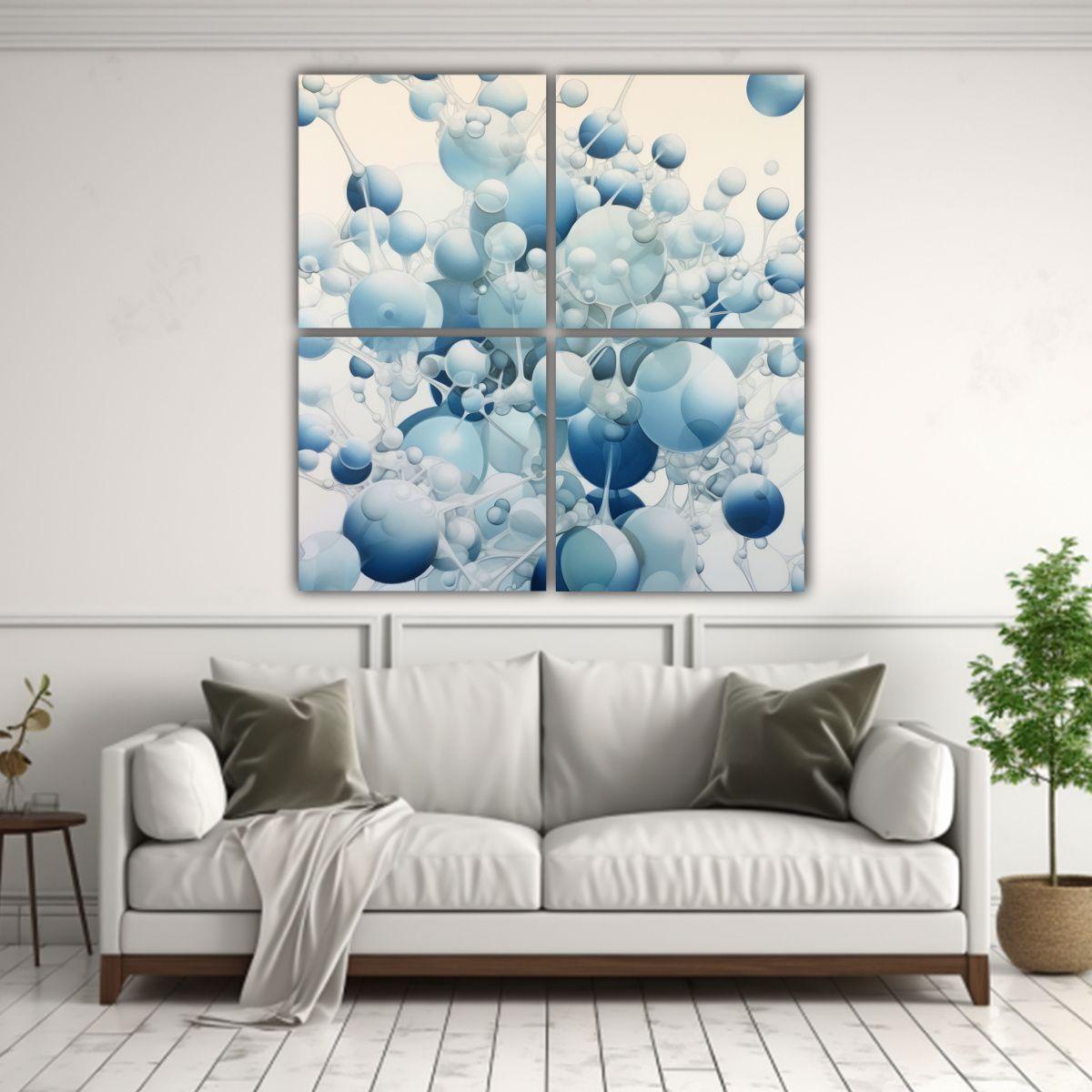 Pinturas Decorativas Azul Claro Y Blanco Con 160x160 Cm-2