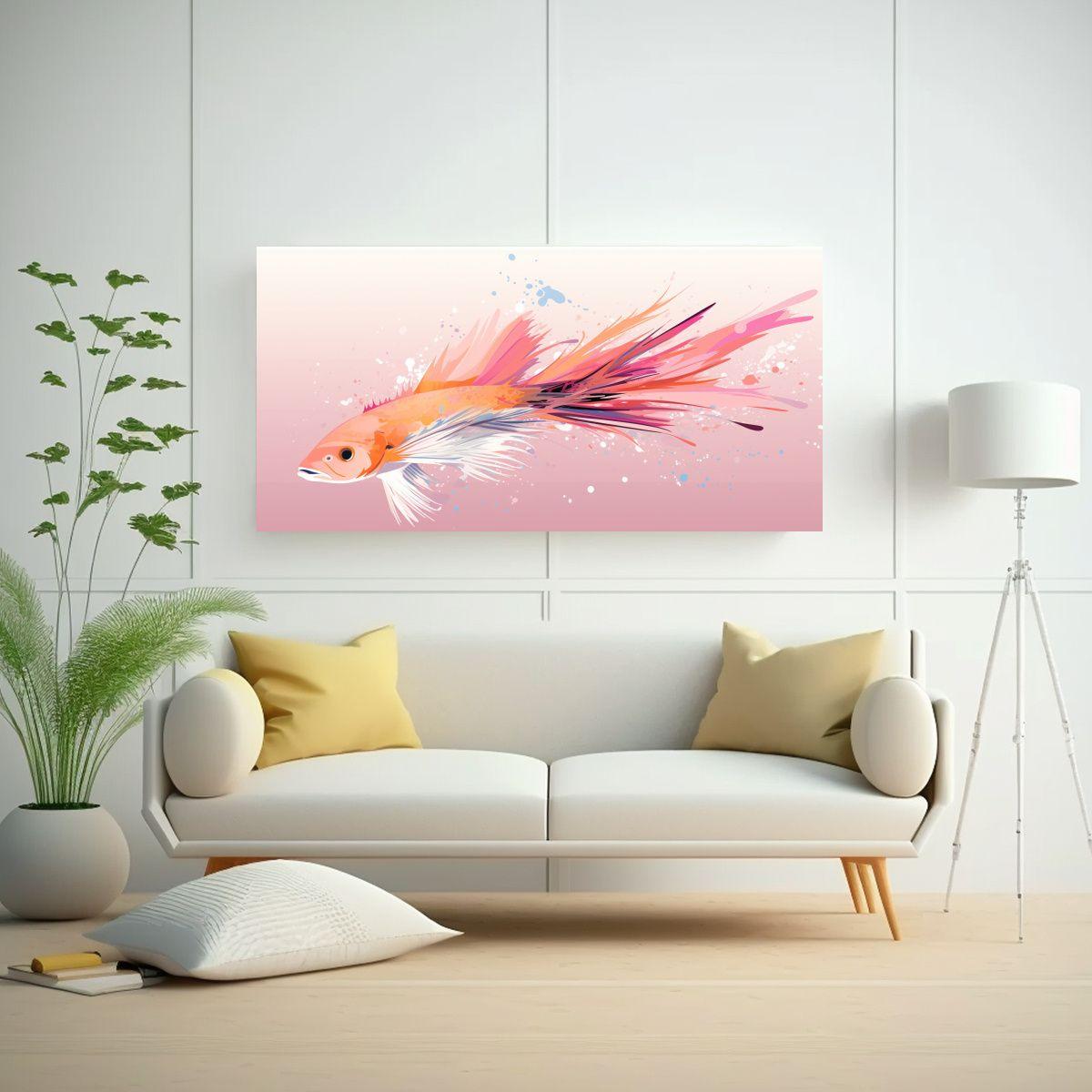 Cuadro De Diseño De Lienzo: Pez Vela En Colores 80x40cm-2