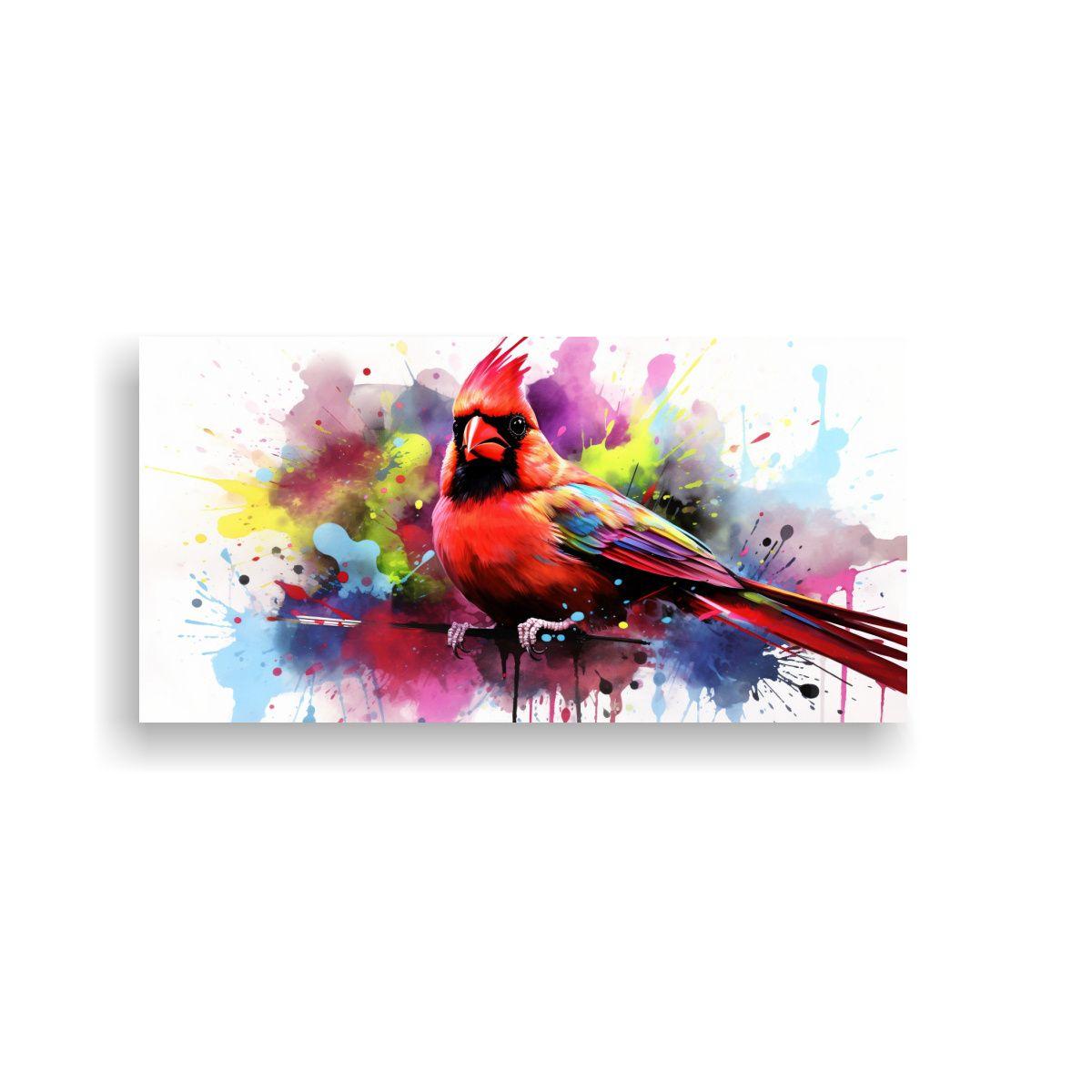 Cuadro Lienzo Imagen De Cardenal En Colores 40x20cm-0