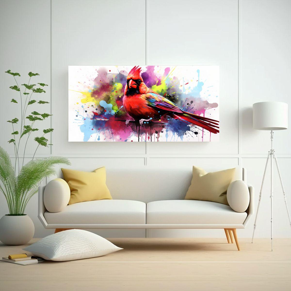 Cuadro Lienzo Imagen De Cardenal En Colores 40x20cm-2