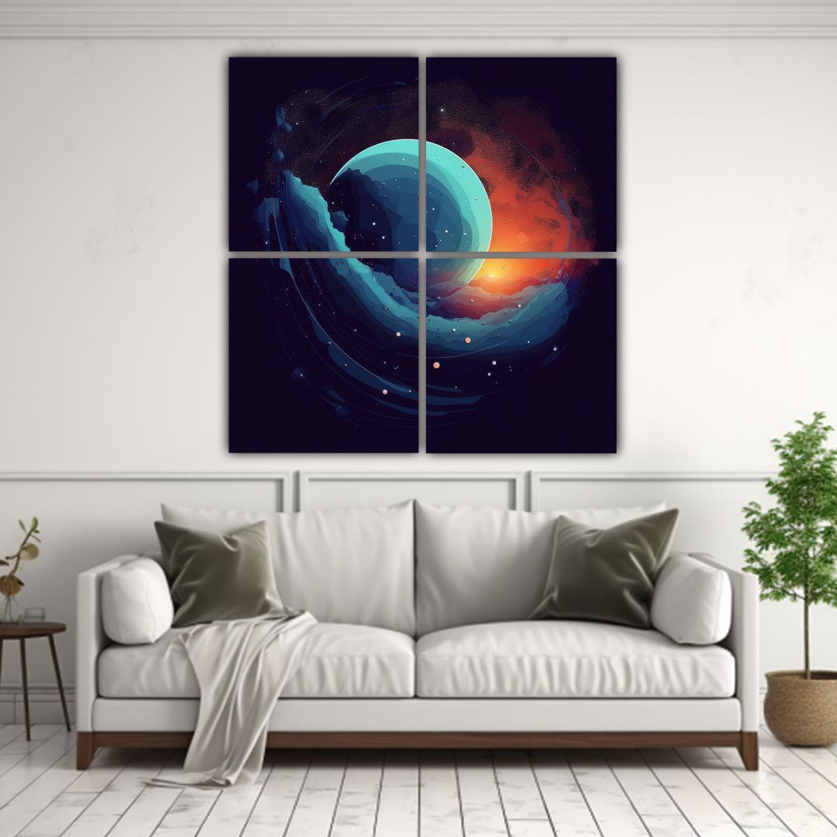 Cuadros Cuadro Fantástico Universo Planetario 120x120 Cm-2