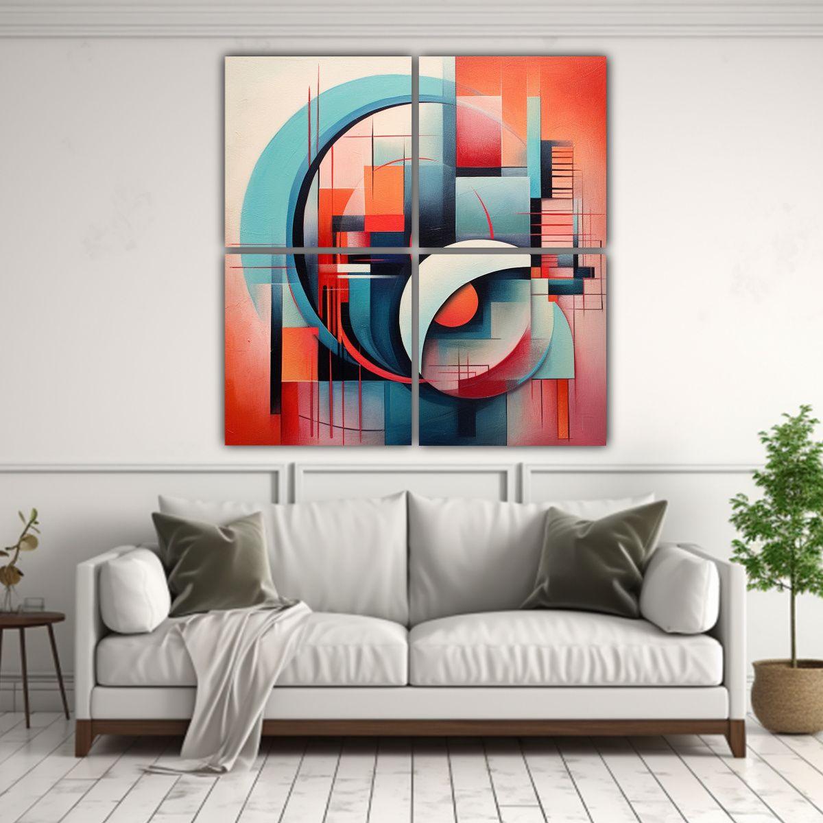 Cuadro Abstracto Juvenil Con Tonos Futuristas Y 120x120 Cm-2