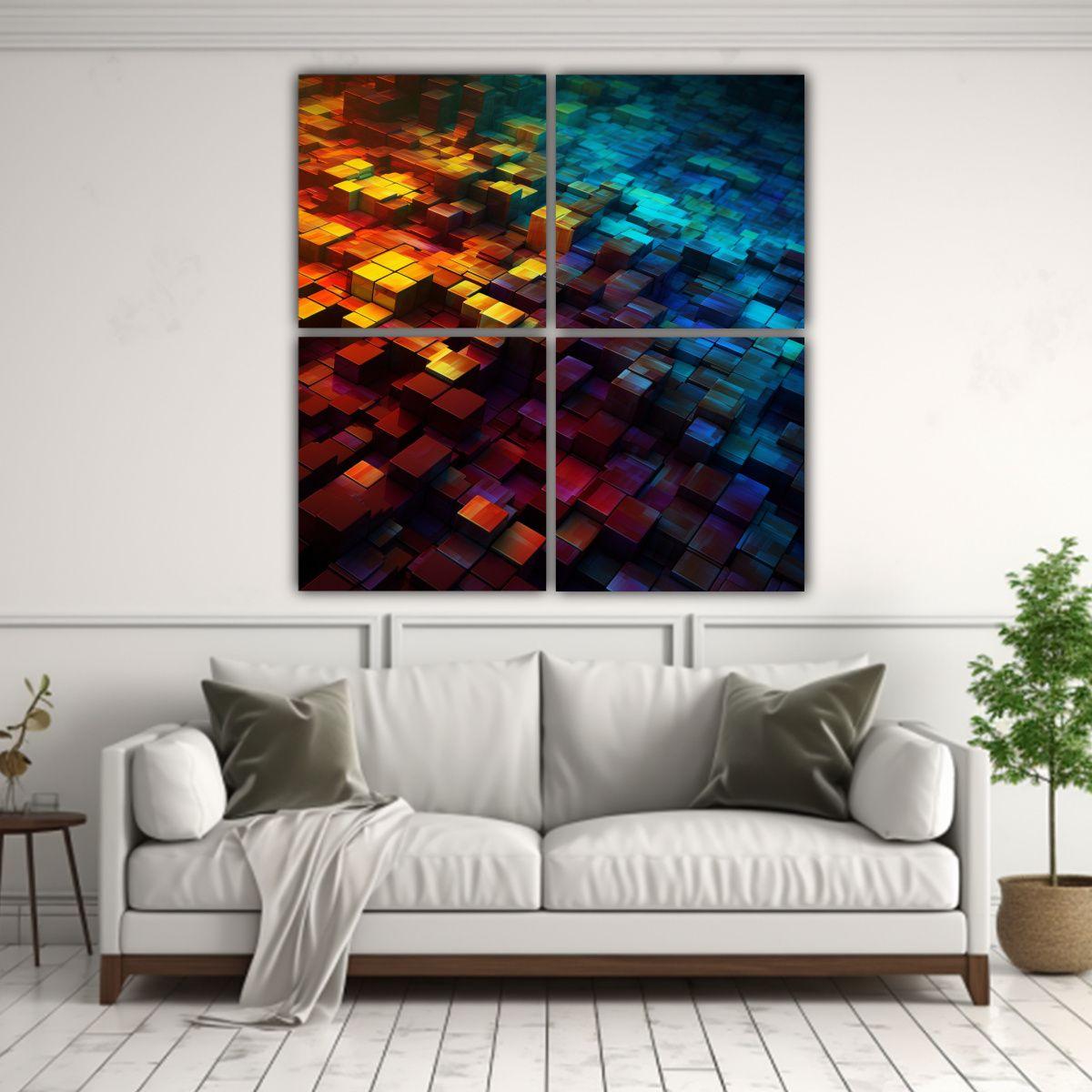 Cuatro Cuadros En Bastidor Fotografía Duradero 180x180 Cm-2