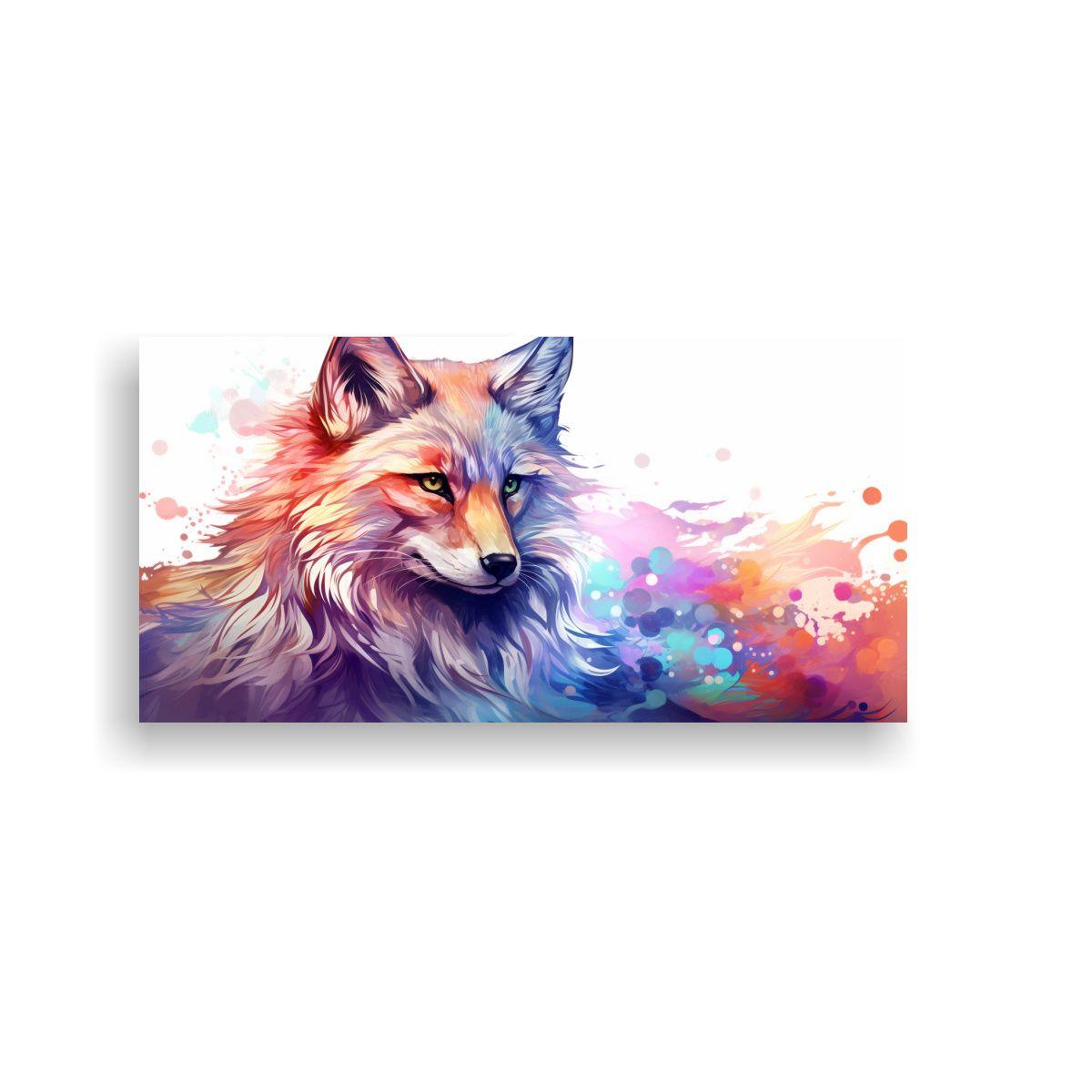 Pintura De Zorro En Colores Iridiscentes Y Lechoso 140x70cm-0