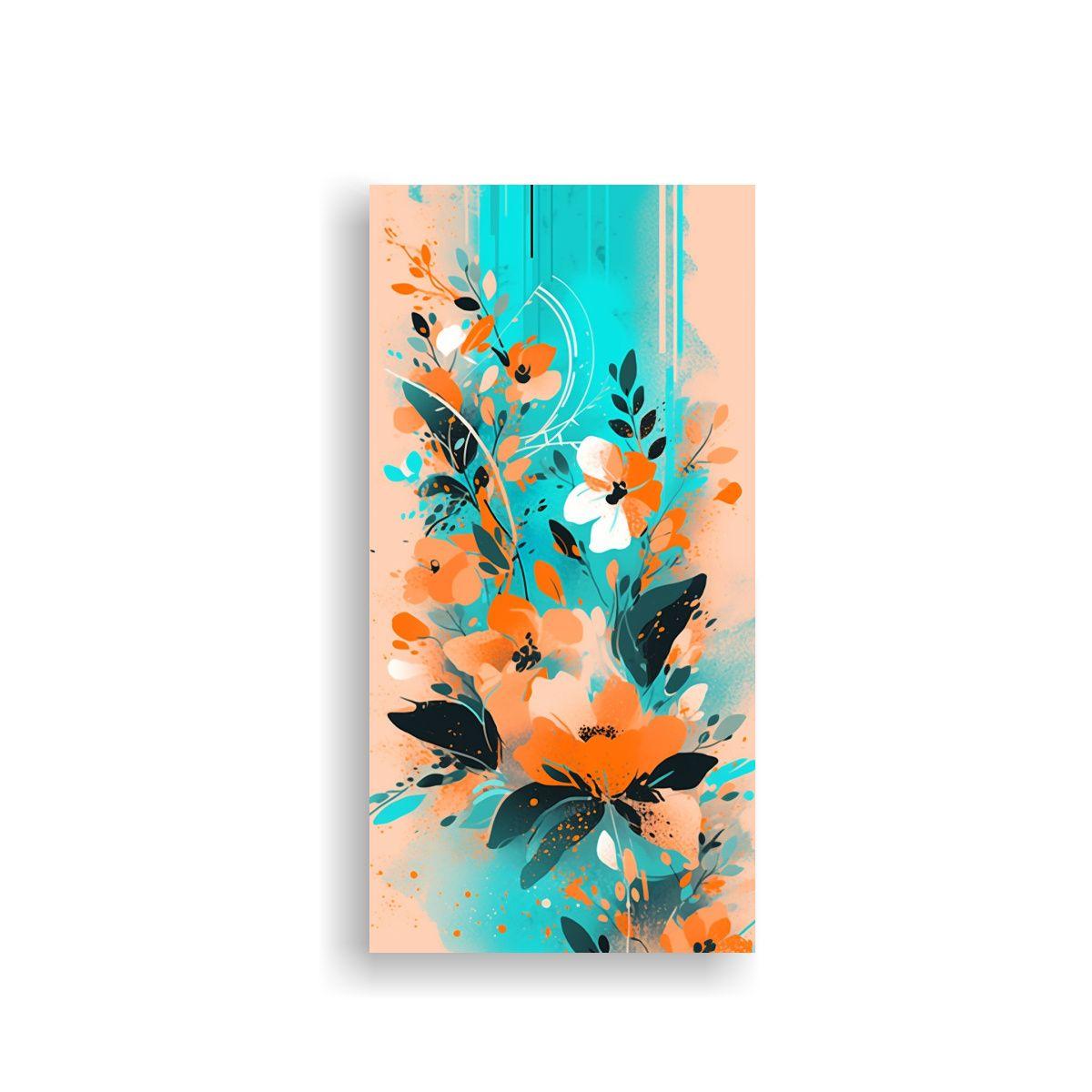 Arte Hogar Deco Turquesa Y Naranja En Una 70x140cm-0