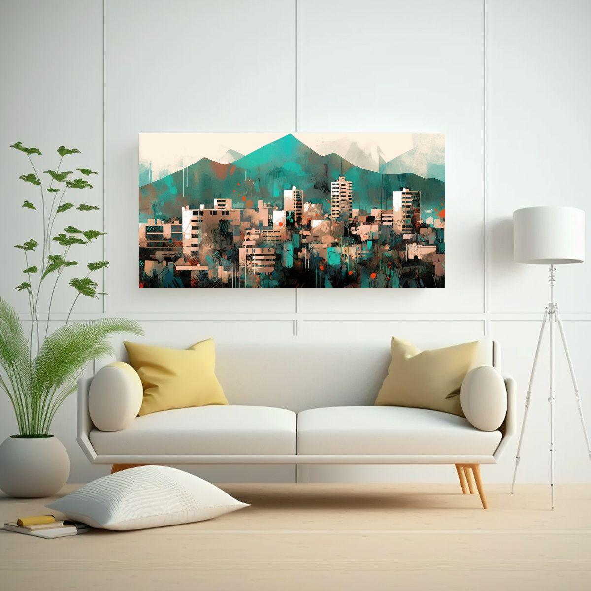 Cuadro Detalles Intrincados Santiago Chile En Colo 160x80cm-2