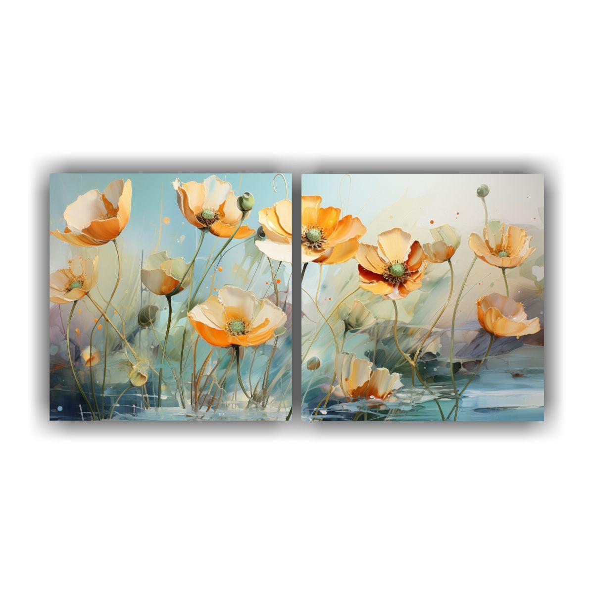 Pintura Abstracta Estética Con Flores Buttercups 160x80 Cm-0