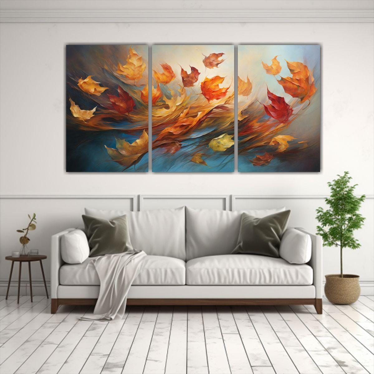 Cuadro De Tela En Bastidor Con Danza Abstracta 90x45 Cm-2
