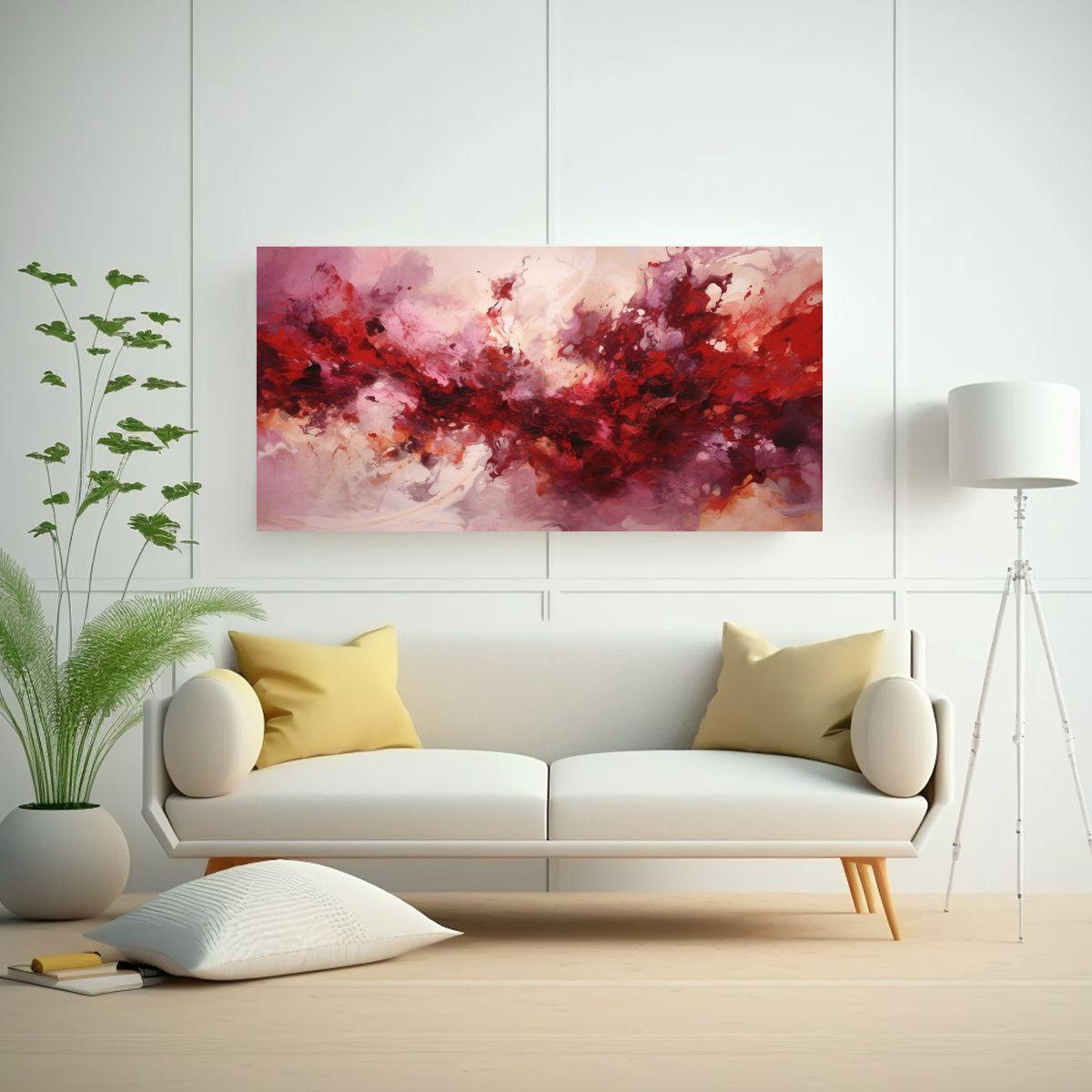 Arte Abstracto Misterioso En Tonos Maroon Capta 120x60cm-2