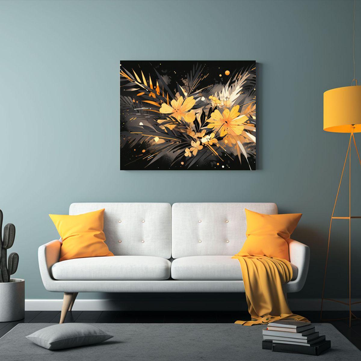 Cuadro Espectacular Fantasía En Amarillo Y Negro, Estilo Ne 65x50cm-2