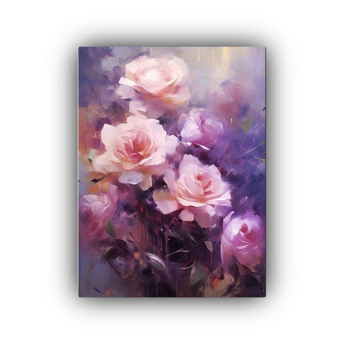 Pintura Abstracta De Rosas Blancas Y Rosadas 80x120 Cm-0
