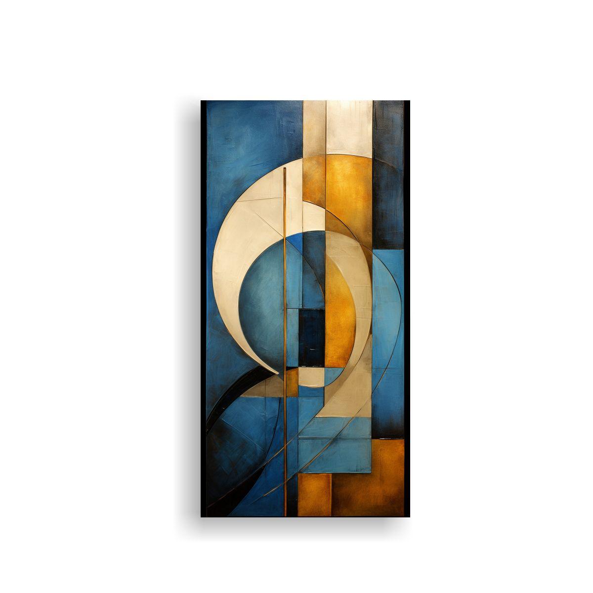 Cuadro Abstracto Azul Y Dorado Con Reflejo Moderno 40x80cm-0