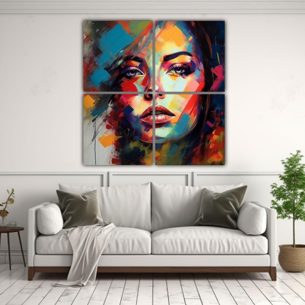 Cuadro Cuadro Simple Retrato Espectacular Mujer 80x80 Cm-2