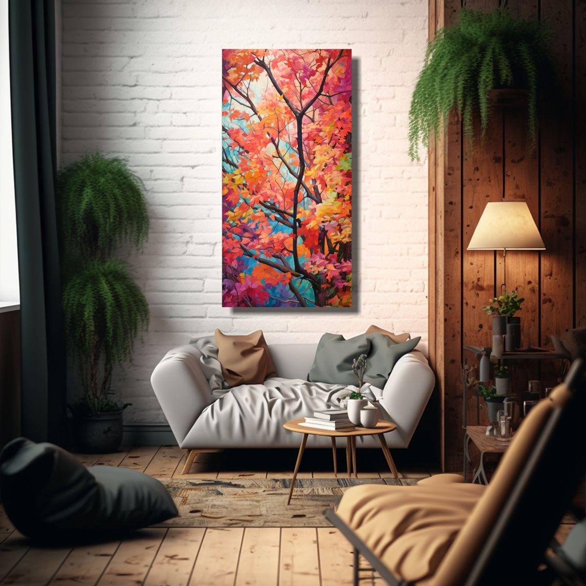 Pintura Abstracta árboles De Arce Detallada Estil 70x140cm-2